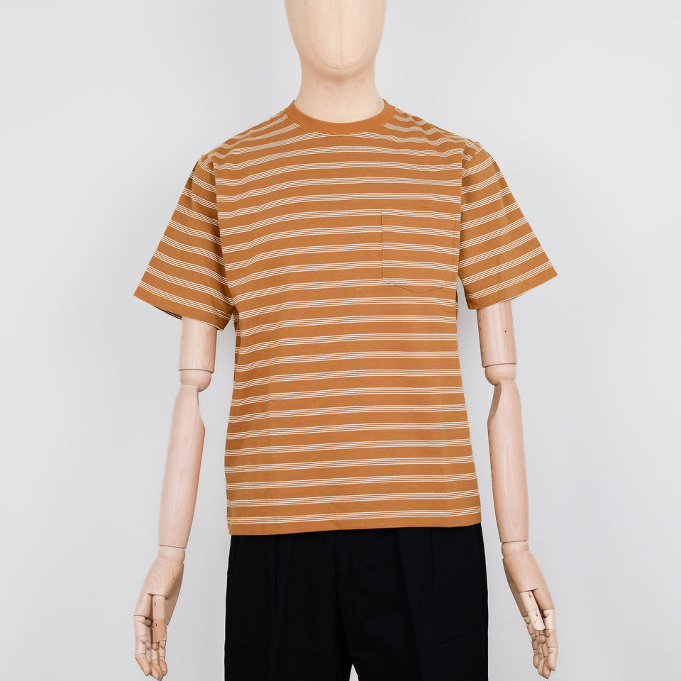 Beams Plus Pocket Tee - Pin Stripe Light Brown