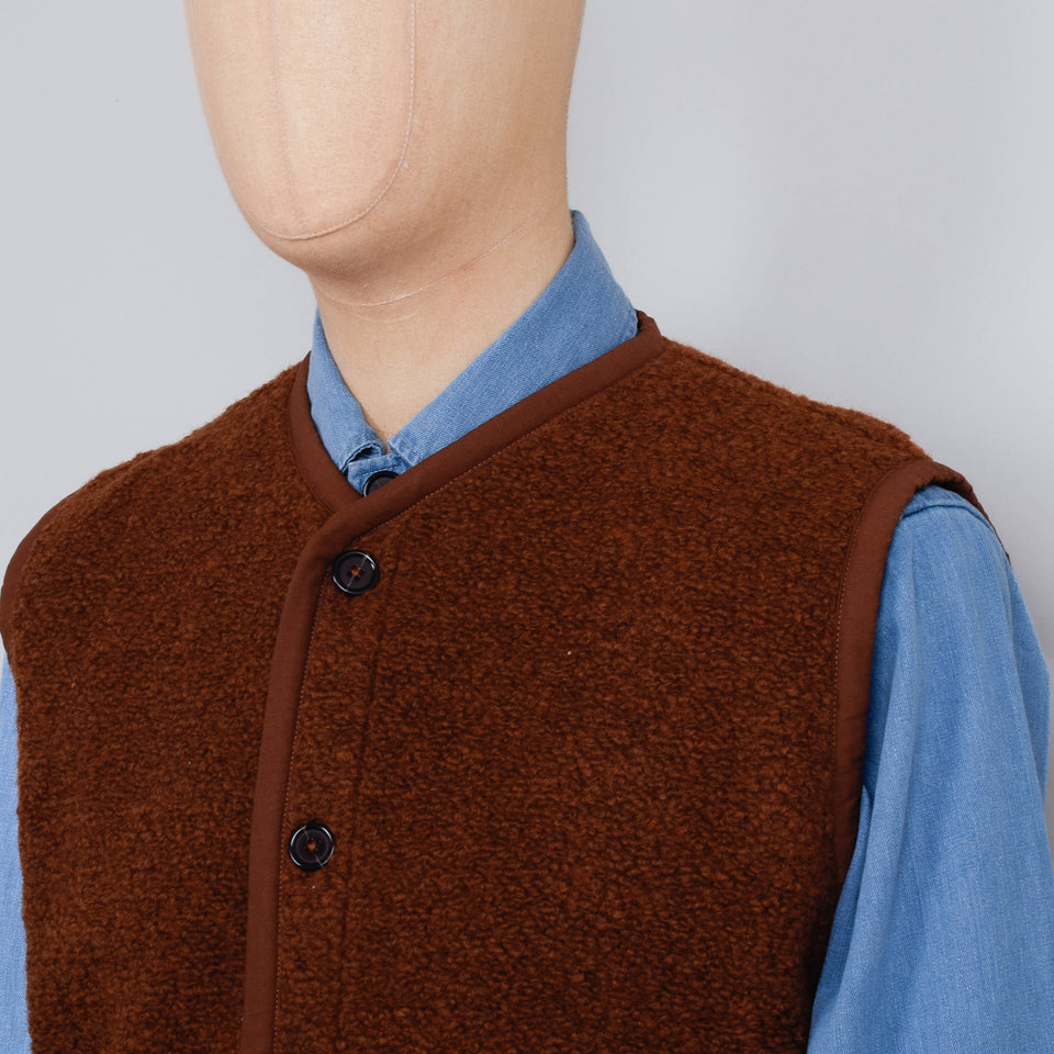 Universal Works Lancaster Gilet Alvar Fleece - Brown