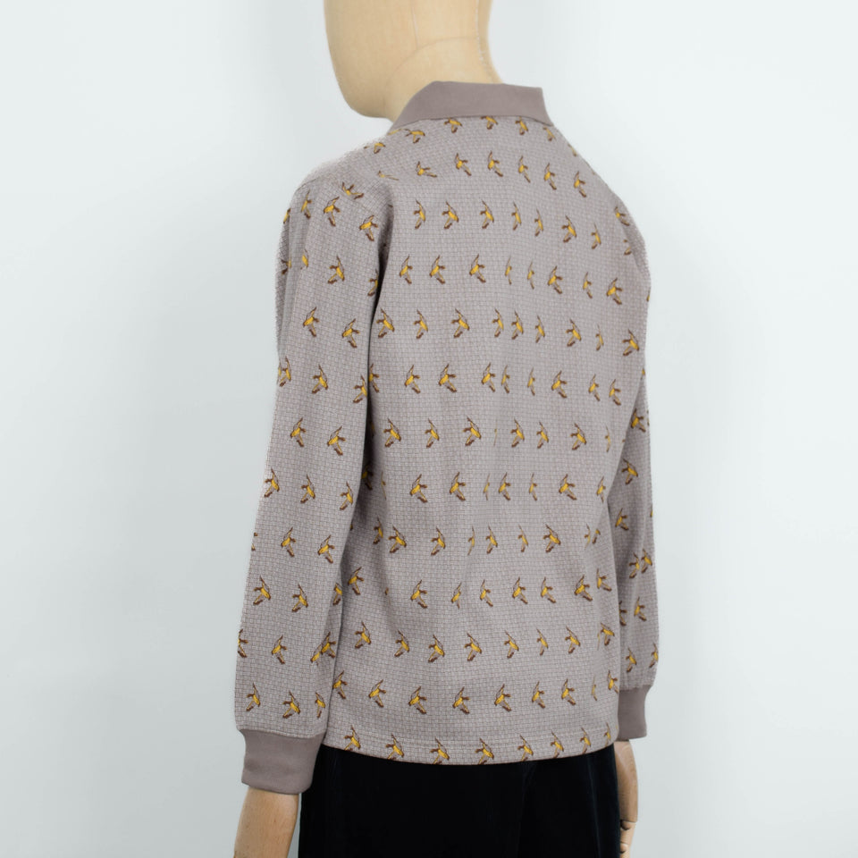Beams Plus Knit Polo Pattern Jacquard - Beige
