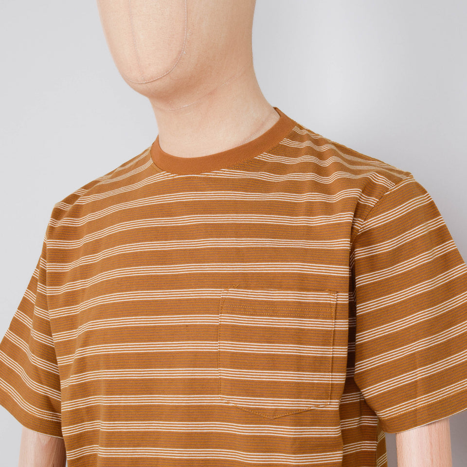 Beams Plus Pocket Tee - Pin Stripe Light Brown