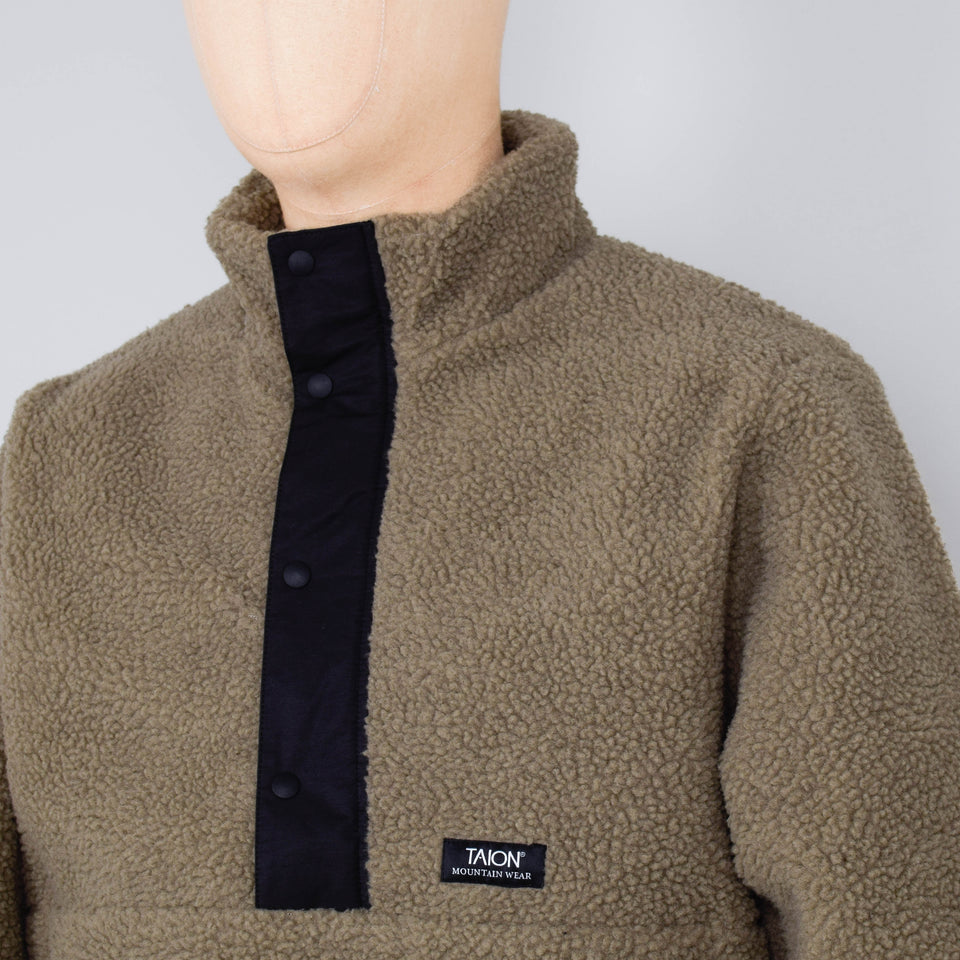 Taion Pull Over Boa Hi Neck Jacket - D.BeigexBlack