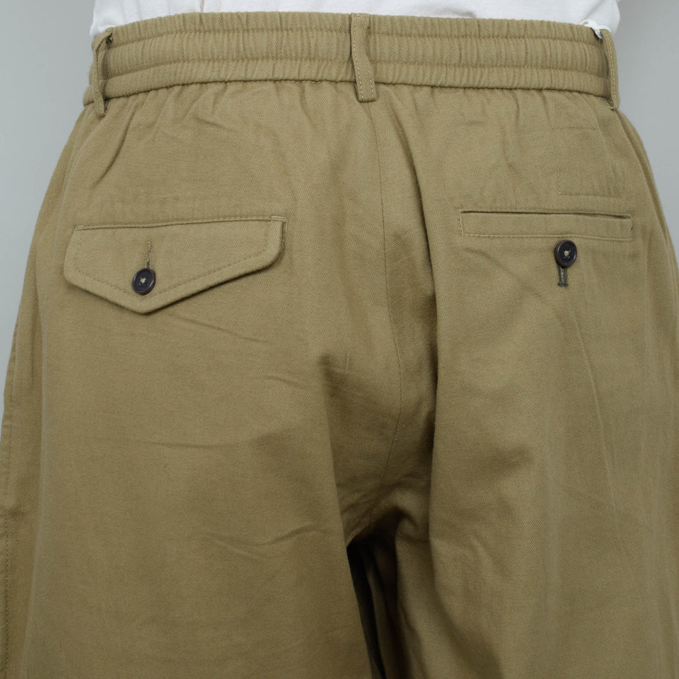 Universal Works Pleated Track Pant Brushed Moleskin - Sand