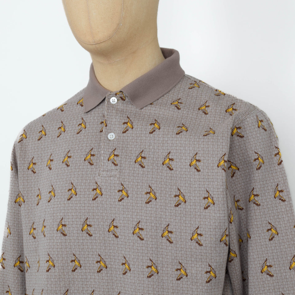 Beams Plus Knit Polo Pattern Jacquard - Beige