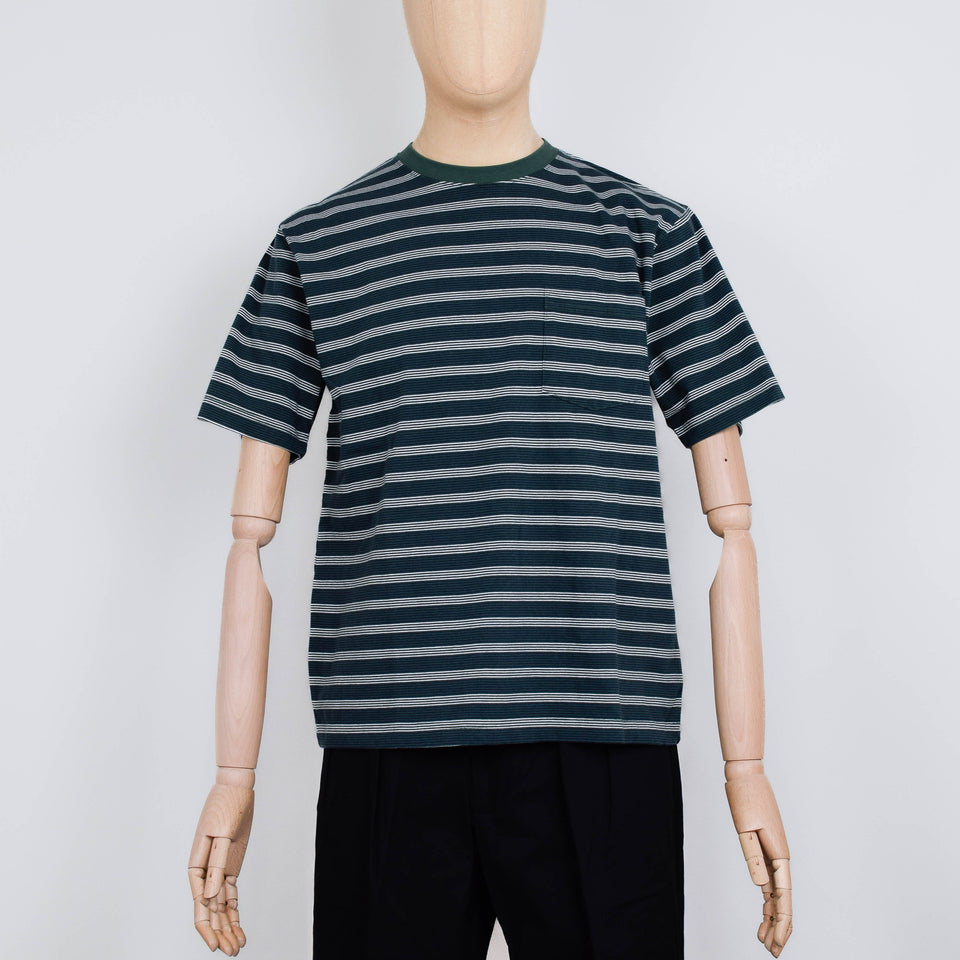 Beams Plus Pocket Tee - Pin Stripe Green