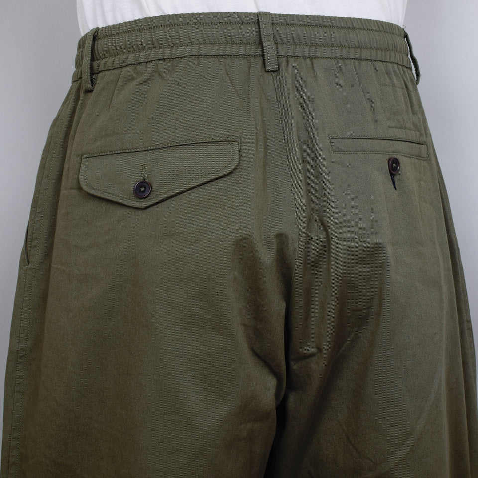 Universal Works Pleated Track Pant Twill - Olive