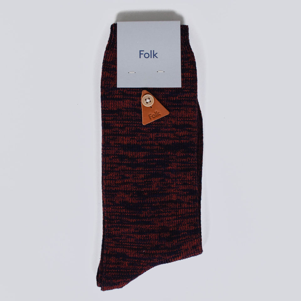 Folk Melange Socks - Navy Espresso Mix