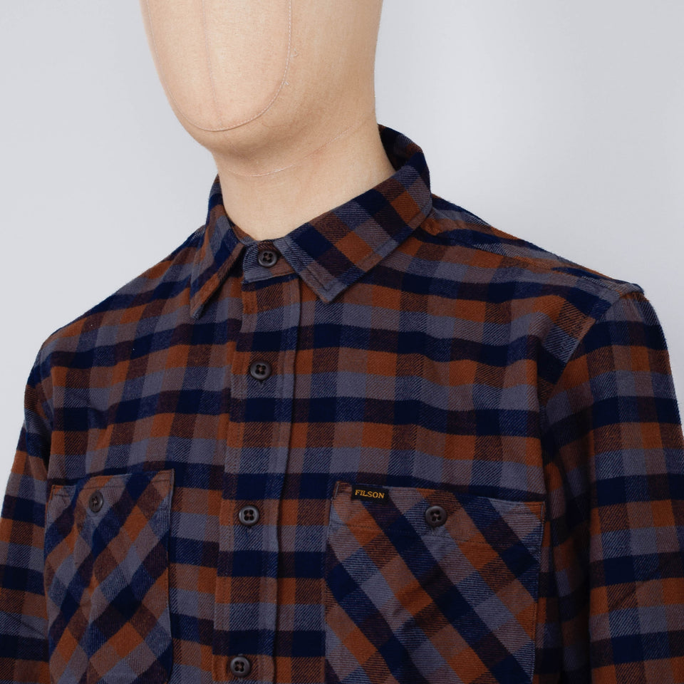 Filson The Rangeland Flannel Shirt - Navy / Orange