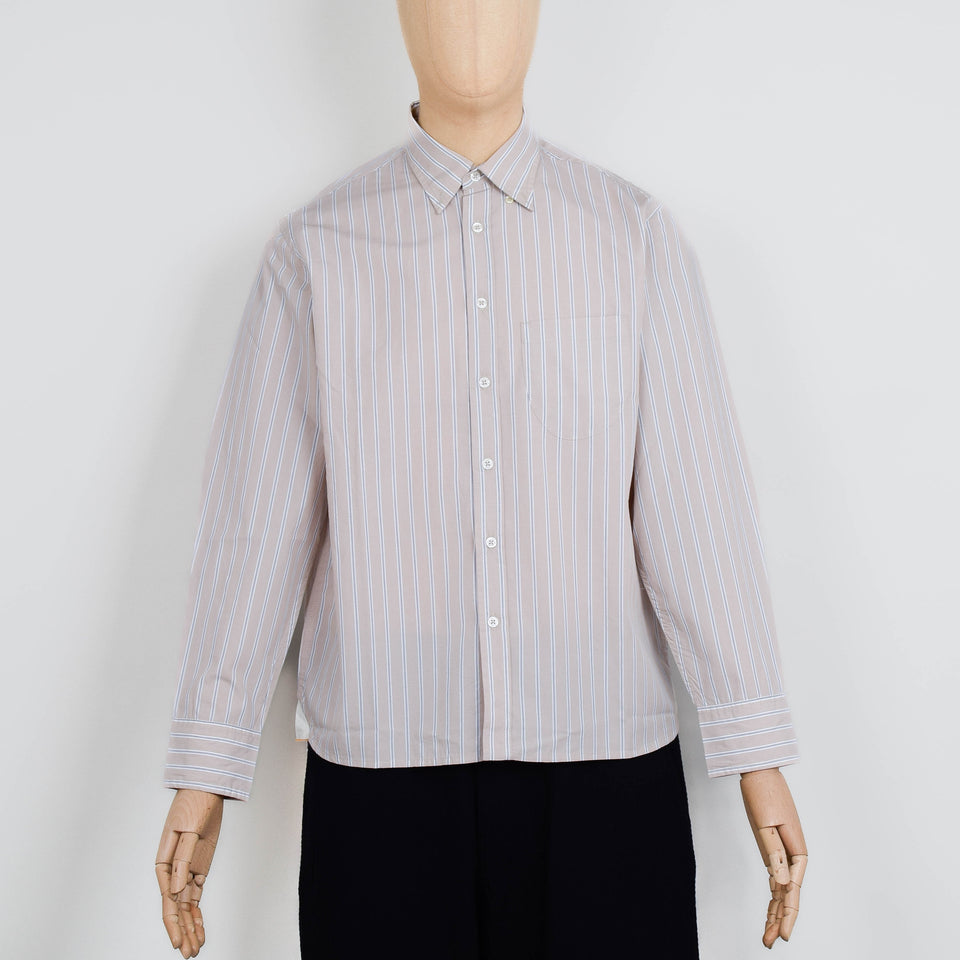 Universal Works Lazy Day Shirt Urban Stripe - Sand