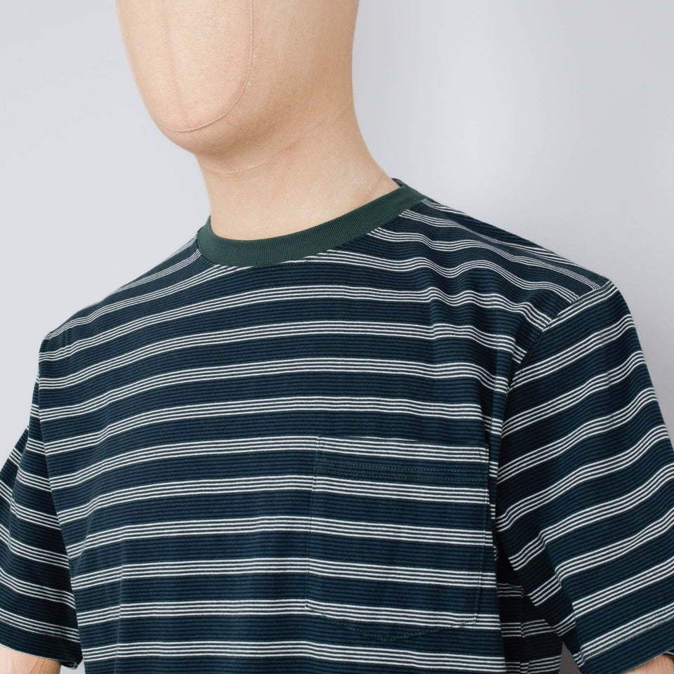 Beams Plus Pocket Tee - Pin Stripe Green