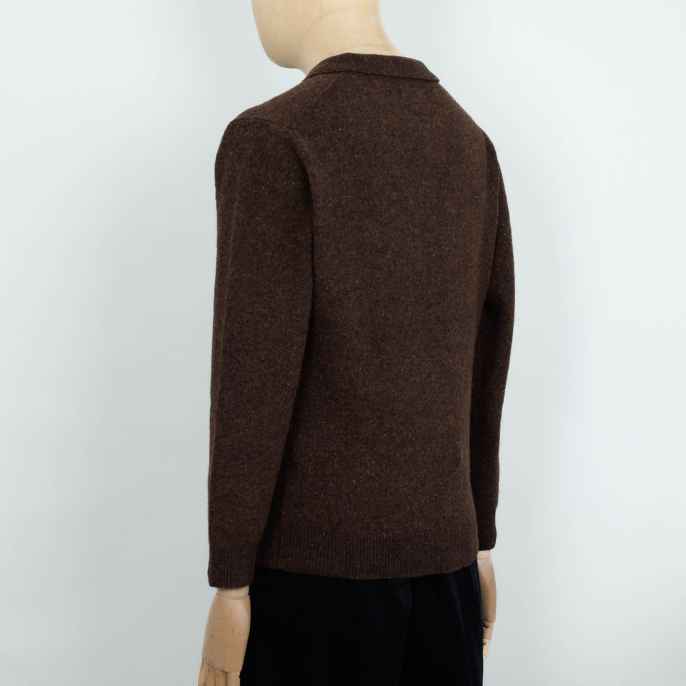 Beams Plus Knit Polo Nep 9G - Brown