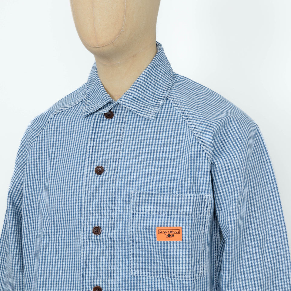 Service Works House Gingham FOH Overshirt - Blue