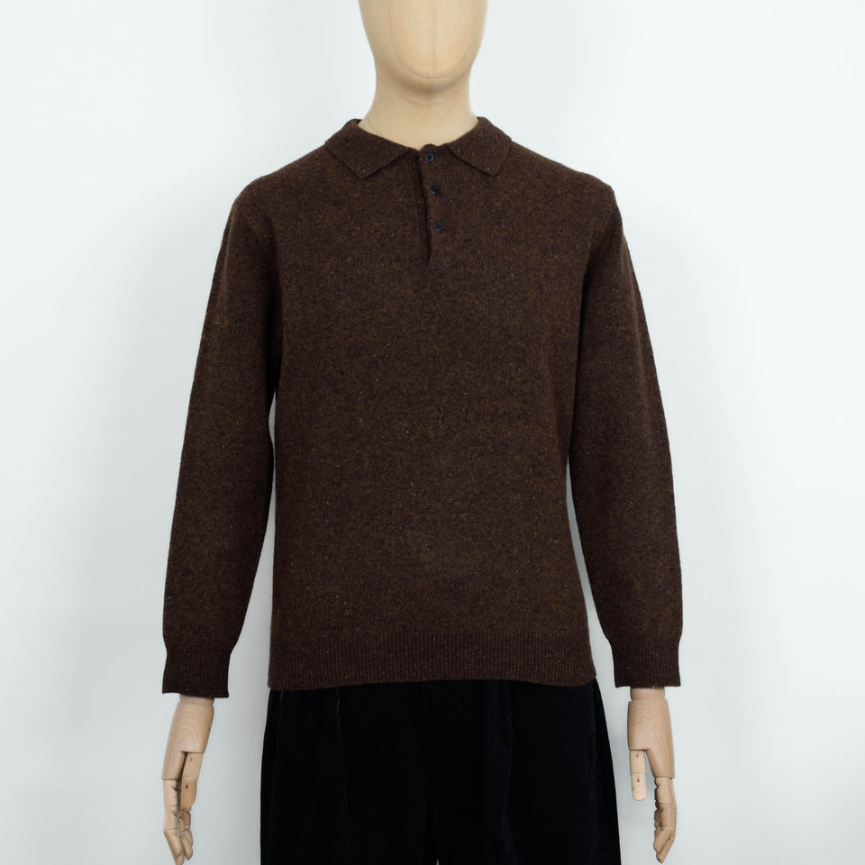 Beams Plus Knit Polo Nep 9G - Brown