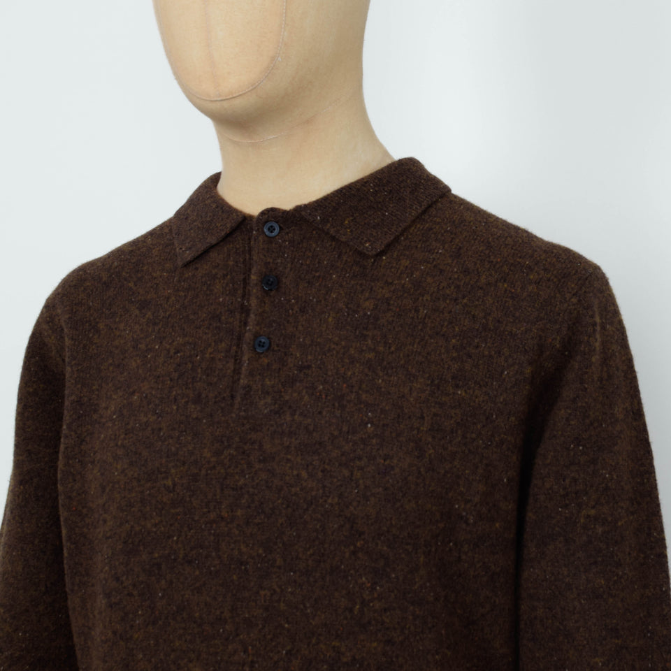 Beams Plus Knit Polo Nep 9G - Brown