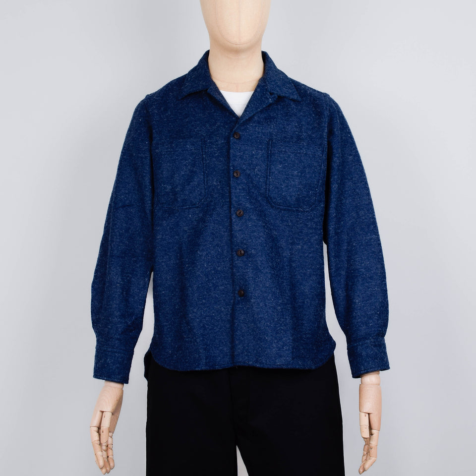 Universal Works Work Shirt Dam Marl - Navy