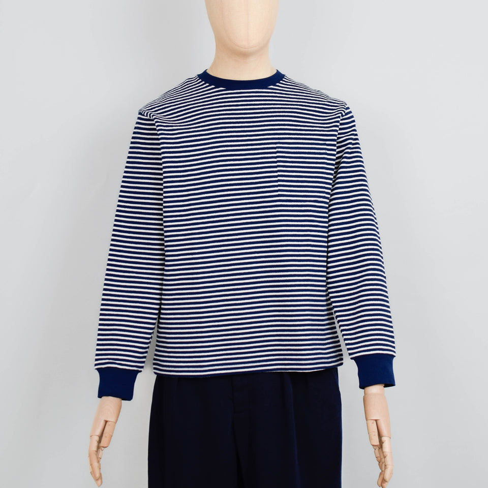 Beams Plus Pocket Tee Inlay Stripe - Navy
