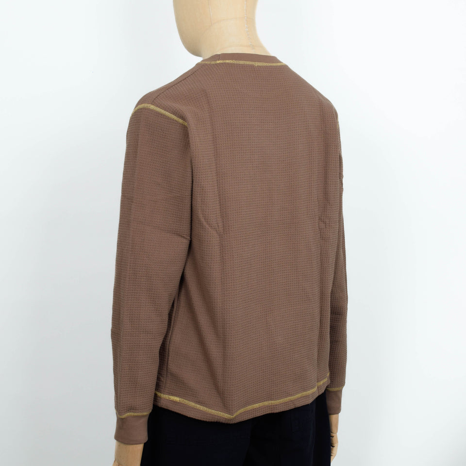 Service Works Waffle Contrast Thermal LS Tee - Brown/Yellow