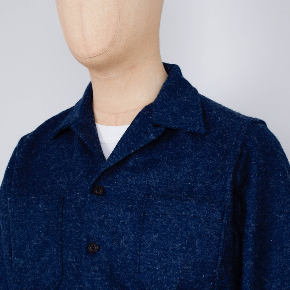 Universal Works Work Shirt Dam Marl - Navy
