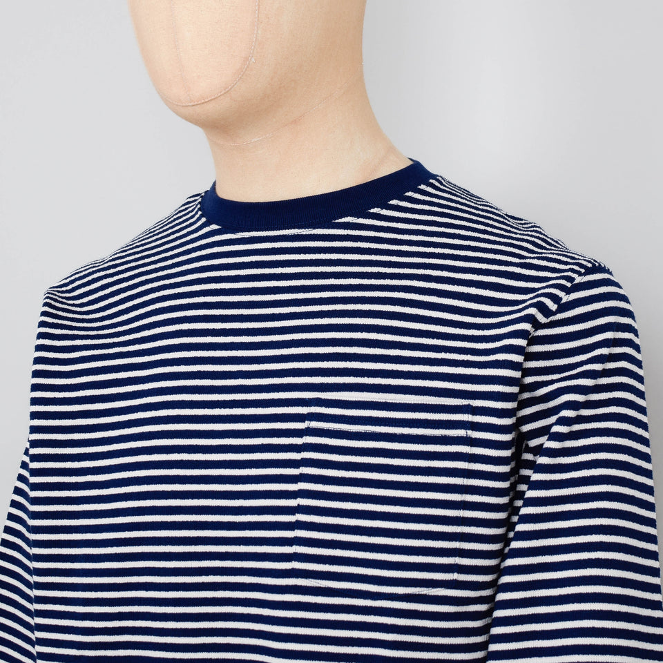 Beams Plus Pocket Tee Inlay Stripe - Navy