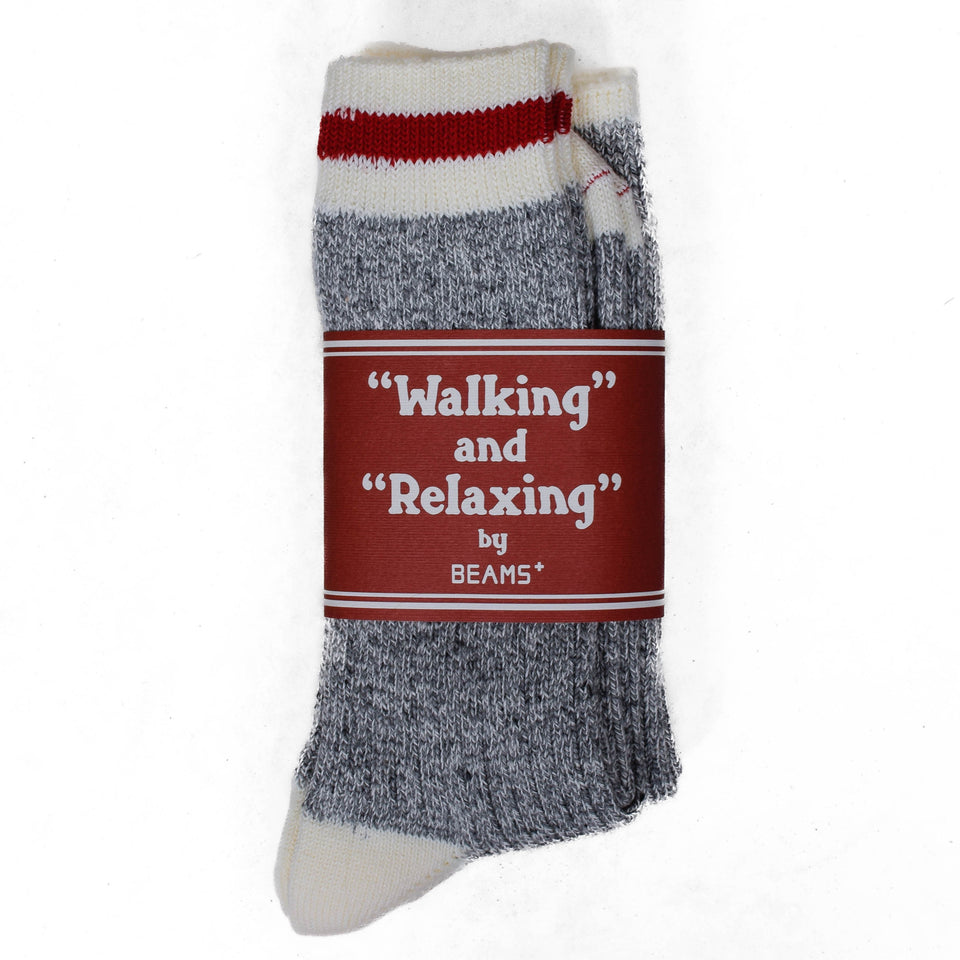 Beams Plus Rag Socks - Grey/Red