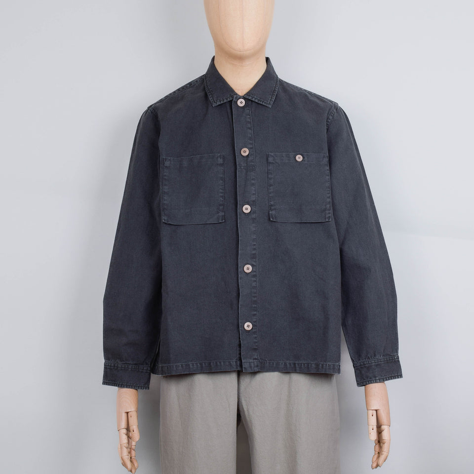 Folk Patch Overshirt - Charcoal, Hemp Canvas