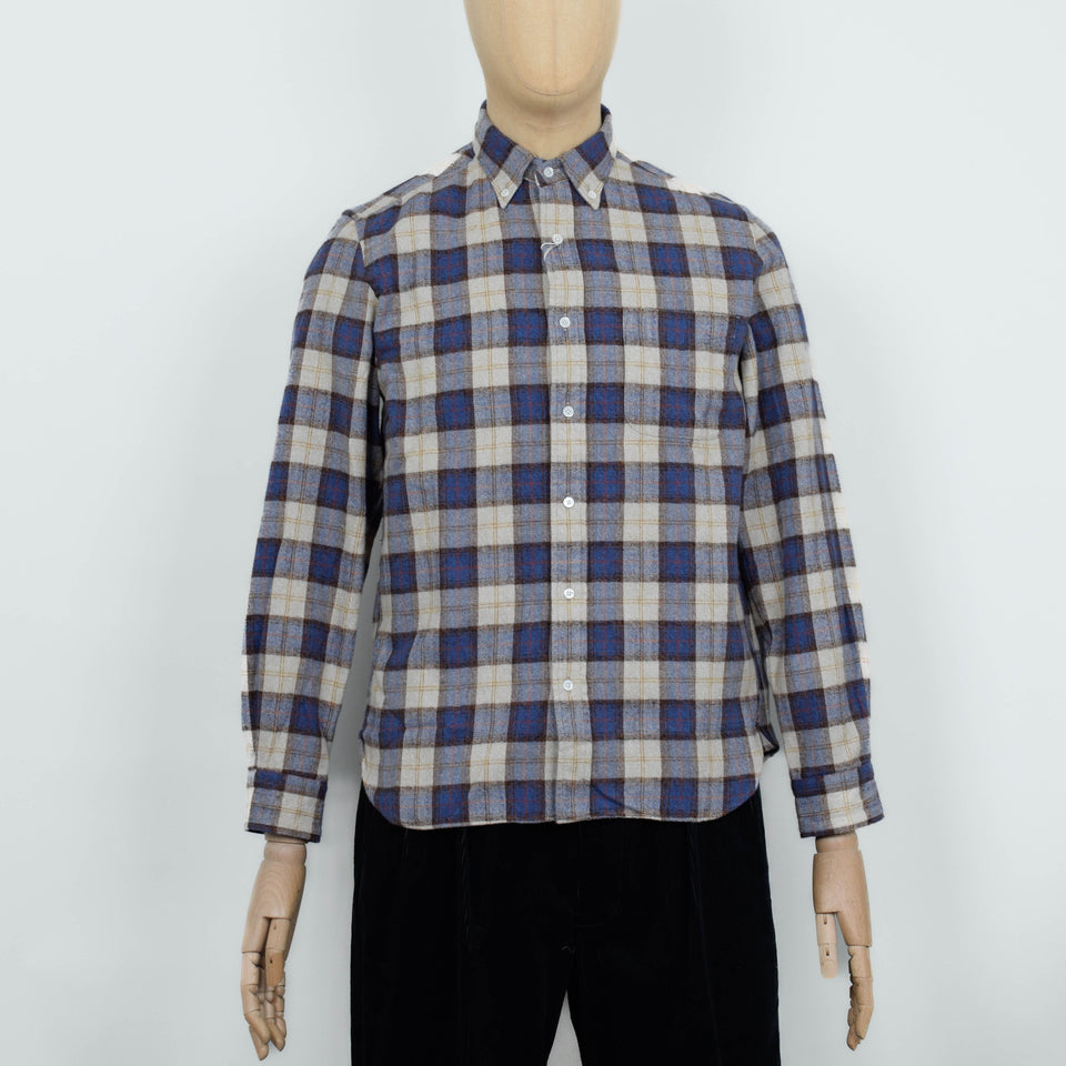 Beams Plus Open B.D. Herringbone Plaid - White