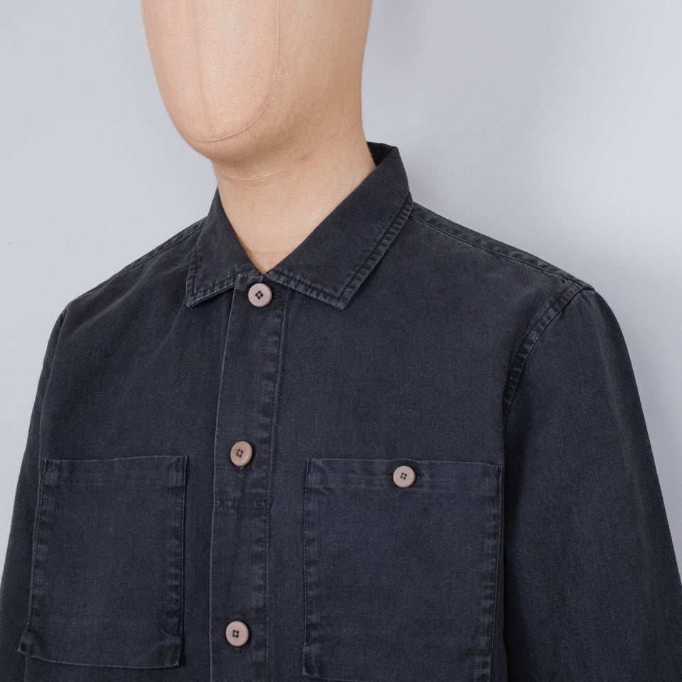 Folk Patch Overshirt - Charcoal, Hemp Canvas