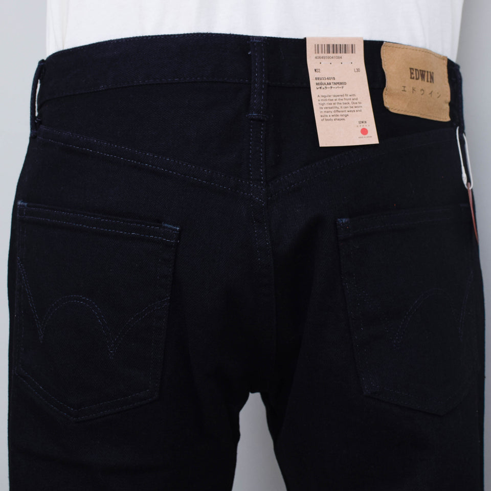 Edwin Regular Tapered Kaihara - Black Stretch Denim, Green x White Selvedge