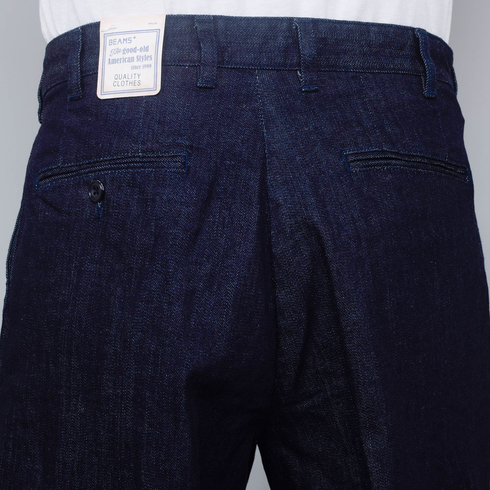 Beams Plus 2 Pleats Tapered Denim - Indigo