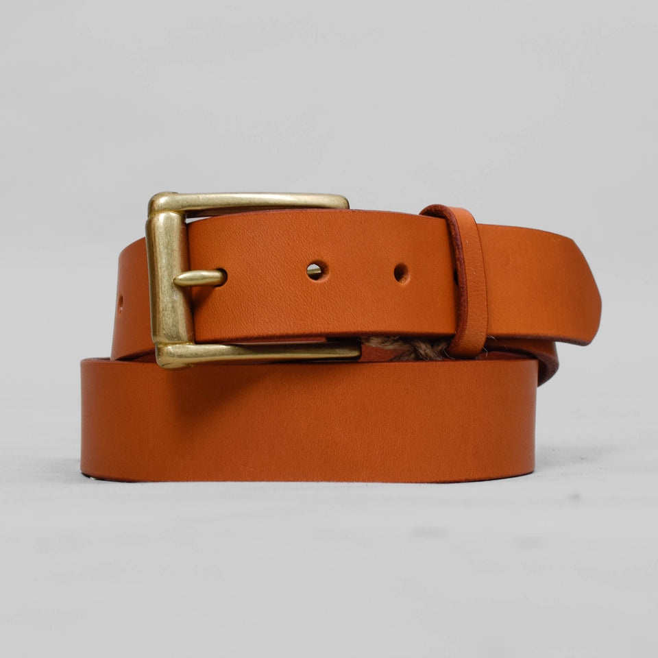 Barnes & Moore Garrison Harness Leather Belt - Harness Tan / Brass