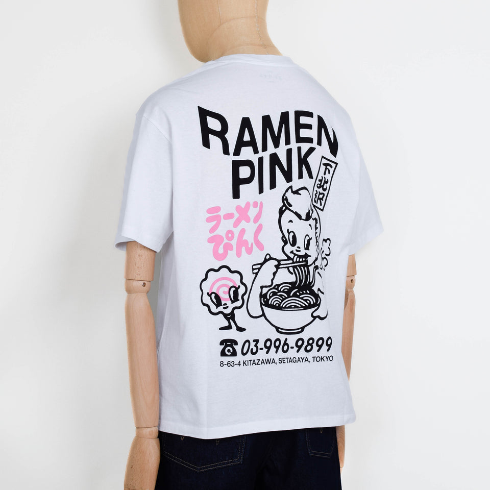 Edwin Ramen Pink T-Shirt - White