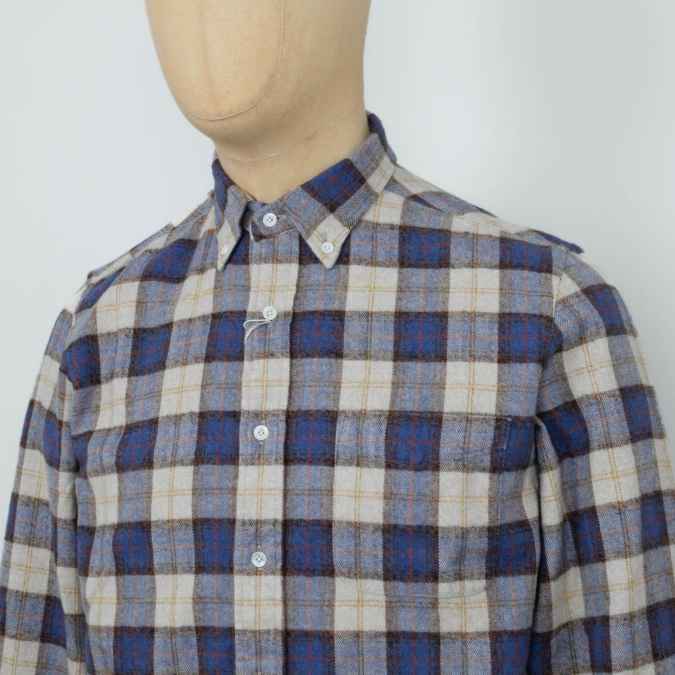 Beams Plus Open B.D. Herringbone Plaid - White