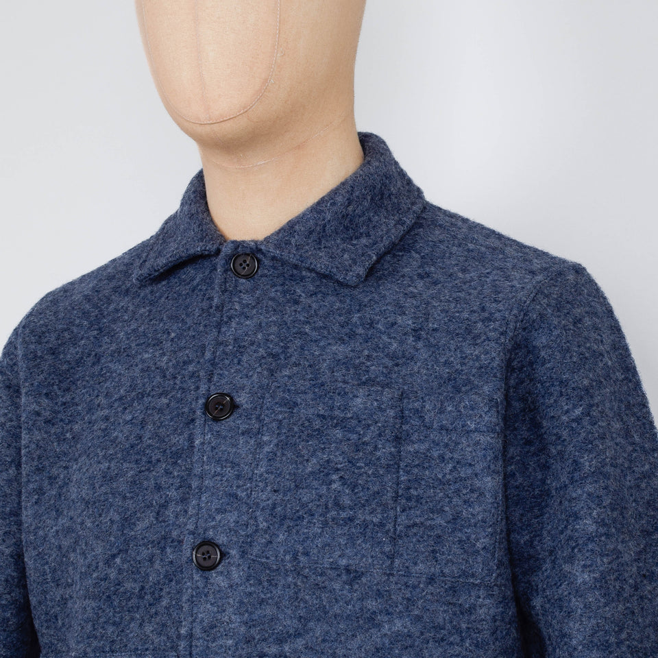 Universal Works Uniform Jacket Wool Fleece - Slate Blue