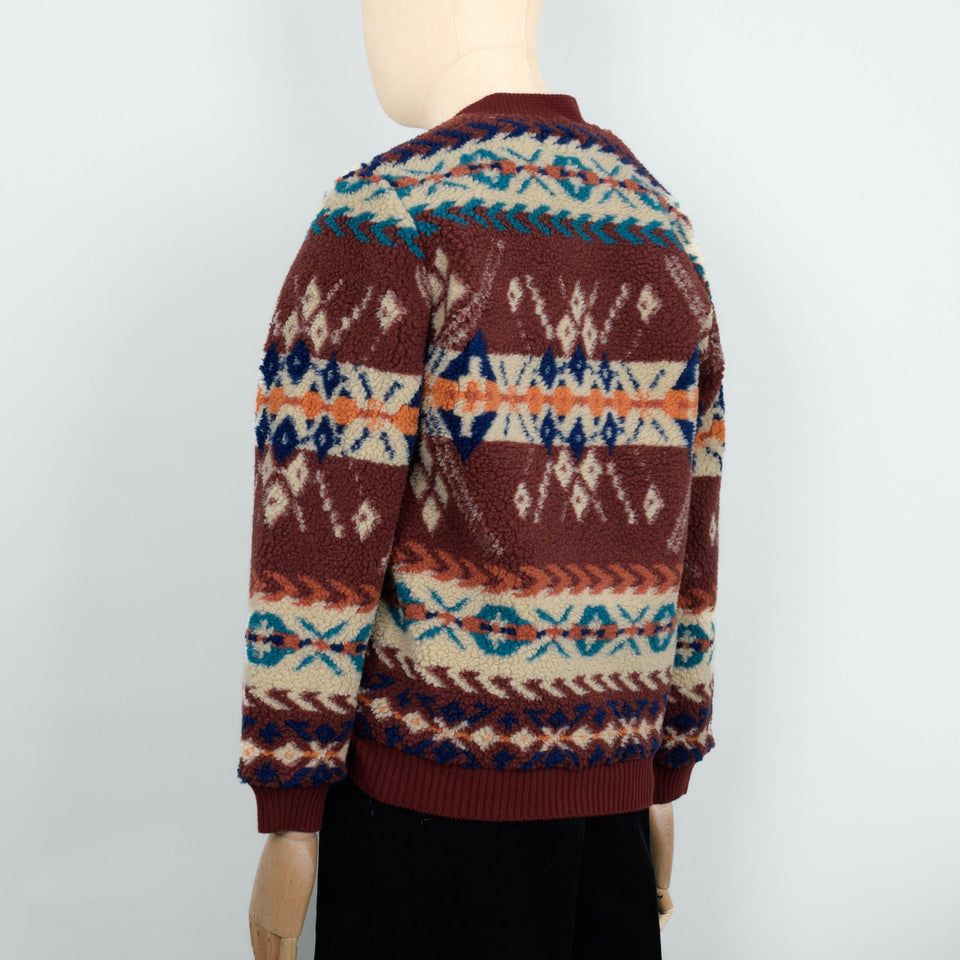 Beams Plus Cardigan Boa Jacquard - Brown