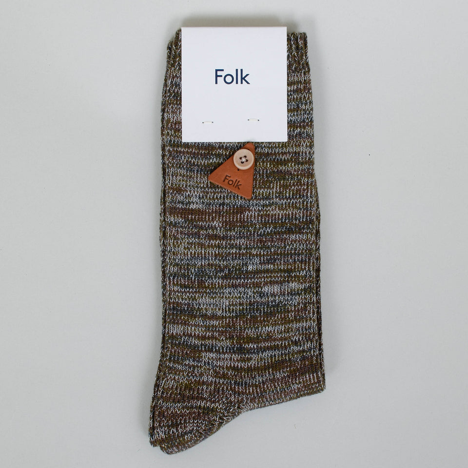 Folk Melange Socks - Slate Tobacco Mix