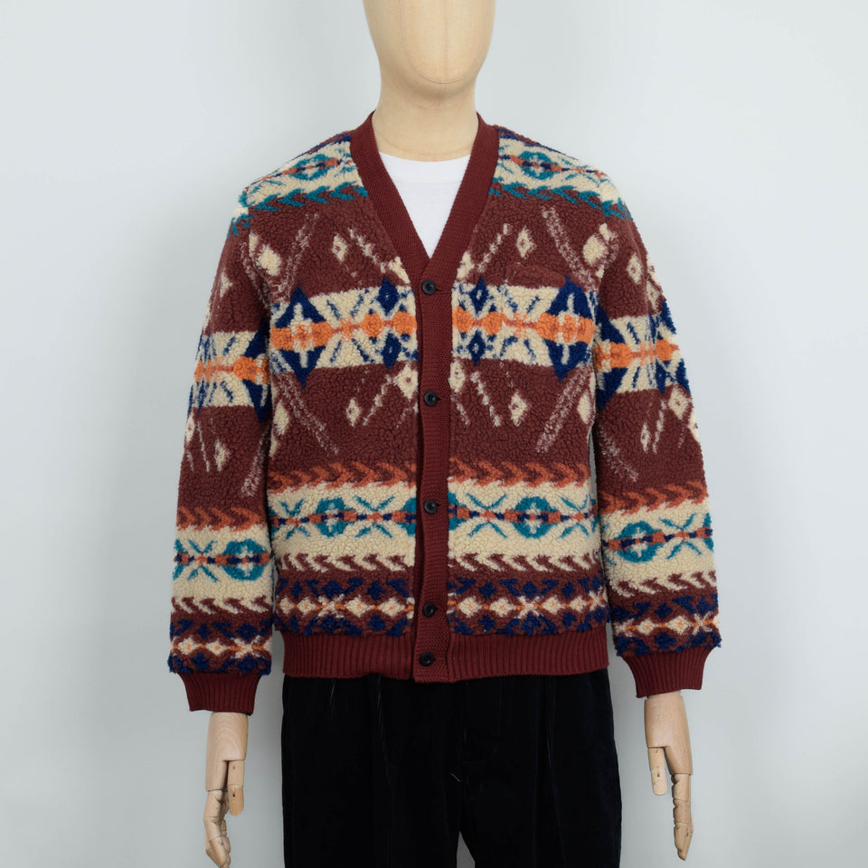 Beams Plus Cardigan Boa Jacquard - Brown