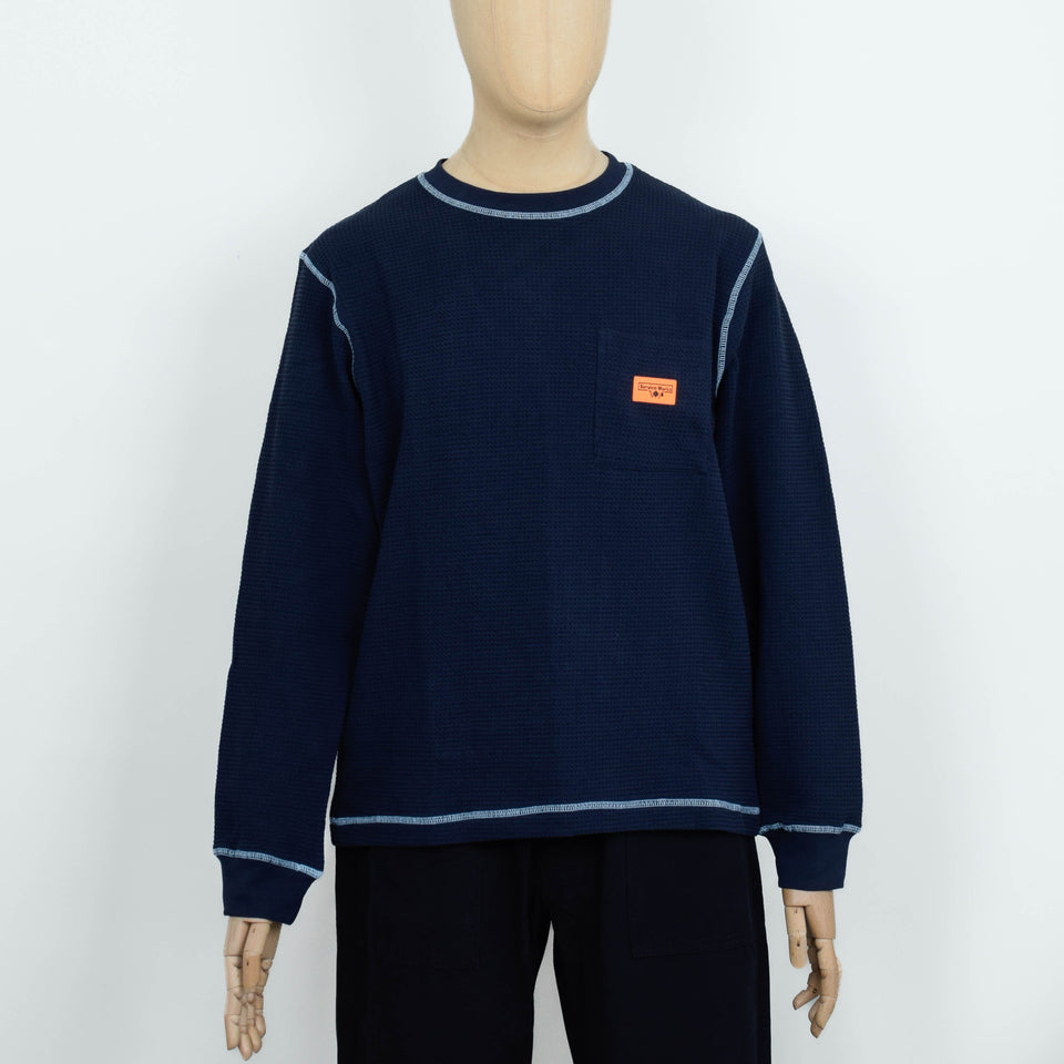 Service Works Waffle Contrast Thermal LS Tee - Navy/Blue