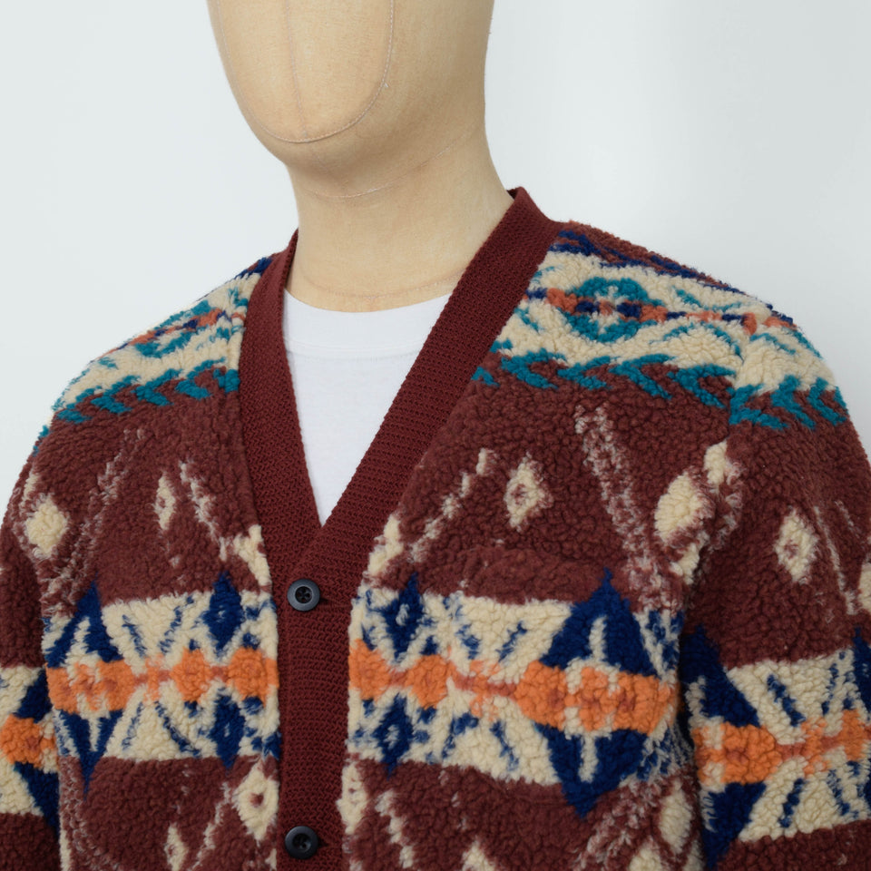 Beams Plus Cardigan Boa Jacquard - Brown
