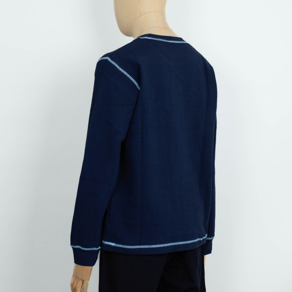 Service Works Waffle Contrast Thermal LS Tee - Navy/Blue