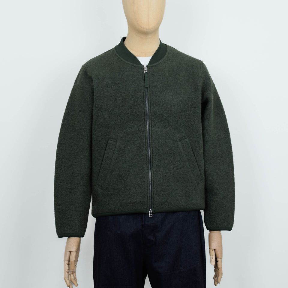 Universal Works Wool Fleece Zip Bomber Jacket - Olive