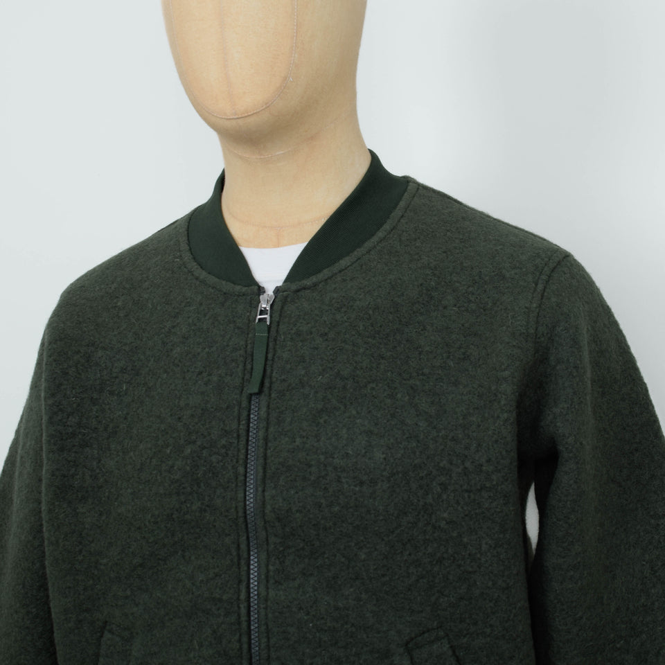Universal Works Wool Fleece Zip Bomber Jacket - Olive