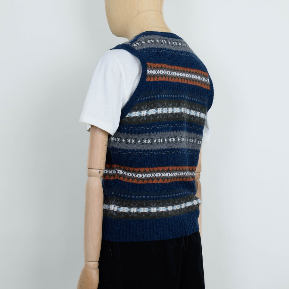 Beams Plus Fair Isle Knit Vest - Navy