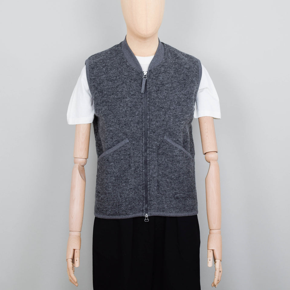Universal Works Wool Fleece Zip Waistcoat - Grey Marl