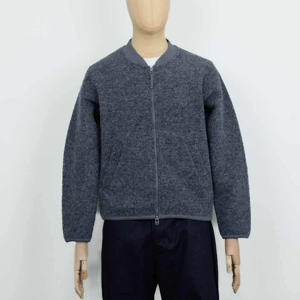 Universal Works Wool Fleece Zip Bomber Jacket - Grey Marl