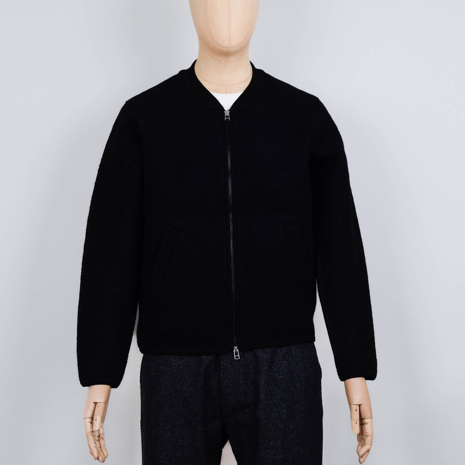 Universal Works Wool Fleece Zip Bomber Jacket - Black