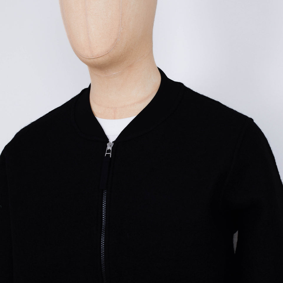 Universal Works Wool Fleece Zip Bomber Jacket - Black