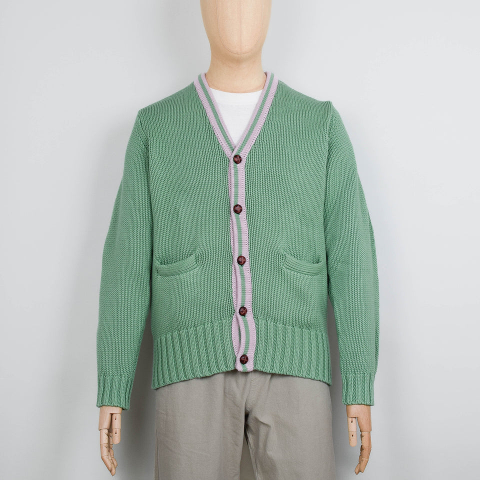 Pittari Roy Cardigan Contrast - Pea / Rose