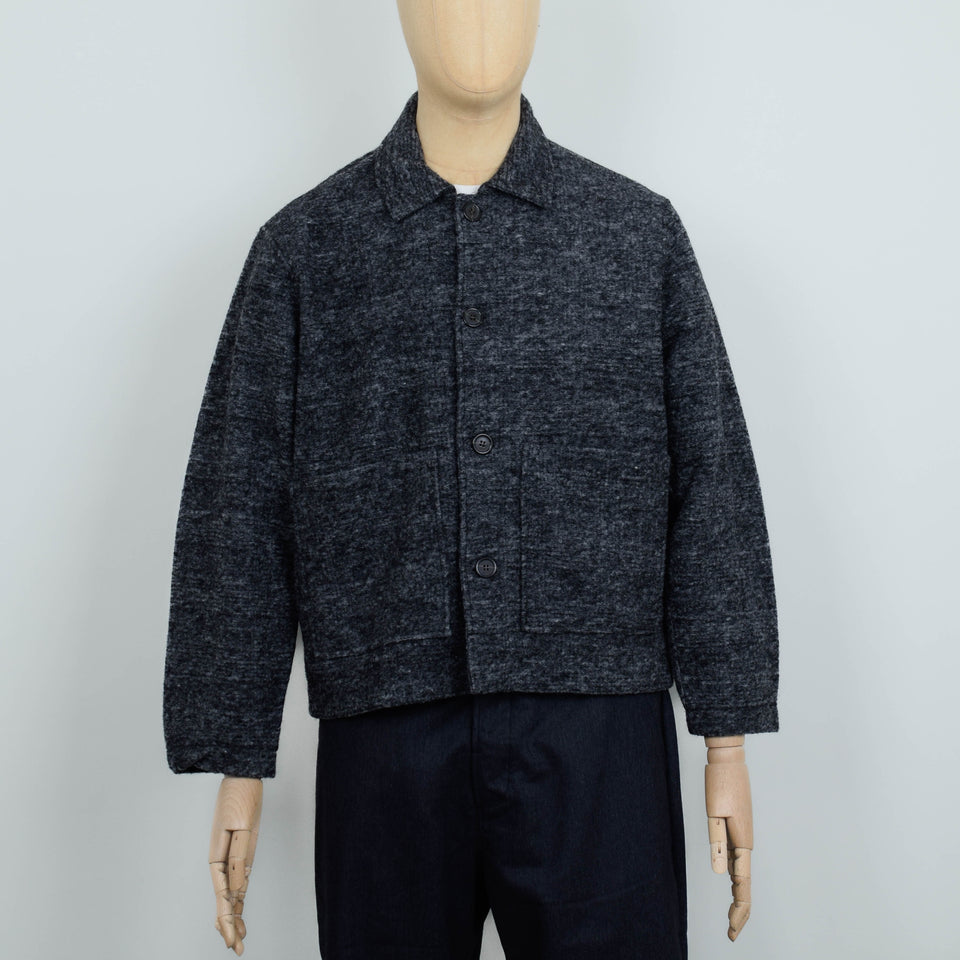 Universal Works Rams Jacket Wool Mix Knit - Grey Marl