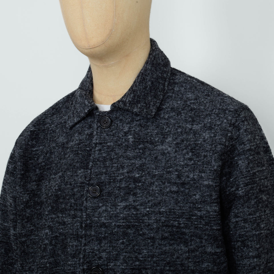 Universal Works Rams Jacket Wool Mix Knit - Grey Marl