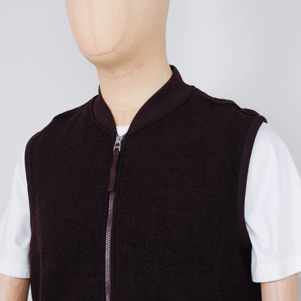 Universal Works Wool Fleece Zip Waistcoat - Brown