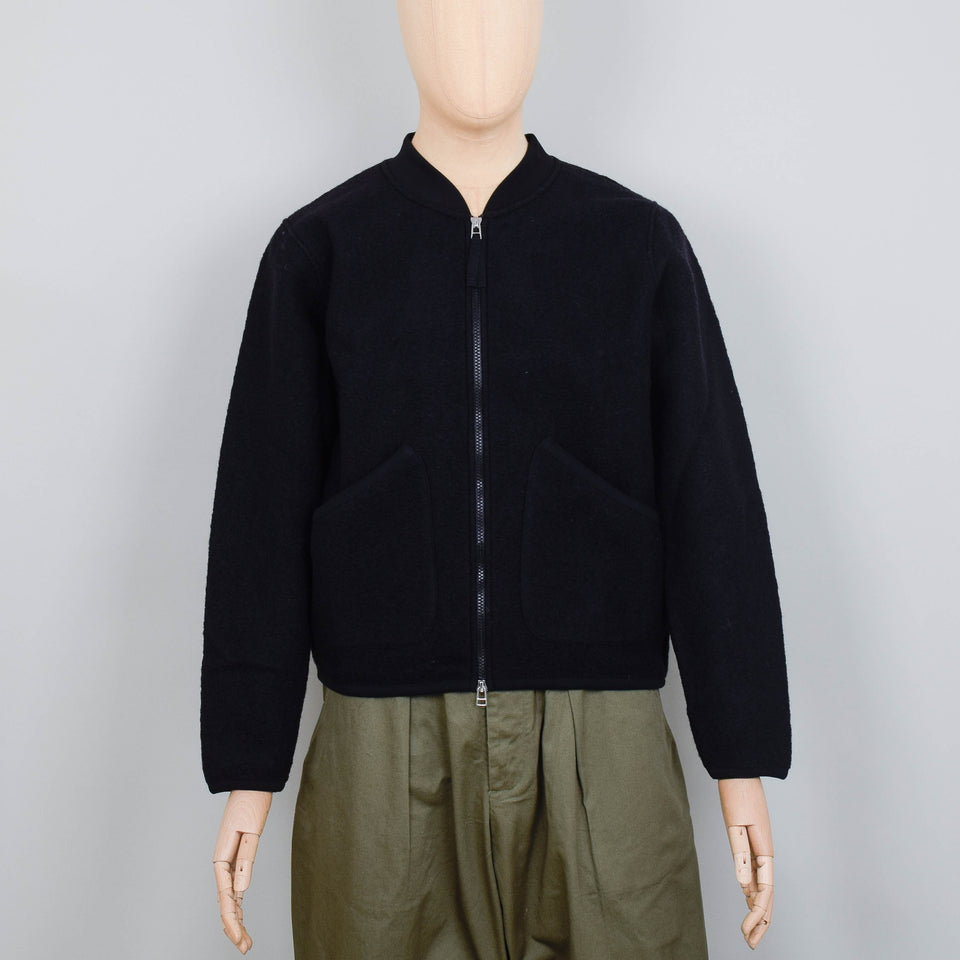 Universal Works Wool Fleece Zip Bomber Jacket - Black